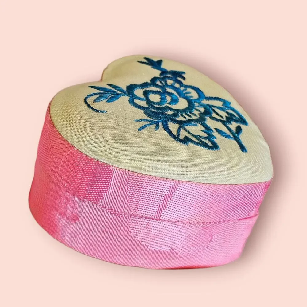 Vintage Heart-Shaped Fabric Trinket/Jewelry Box